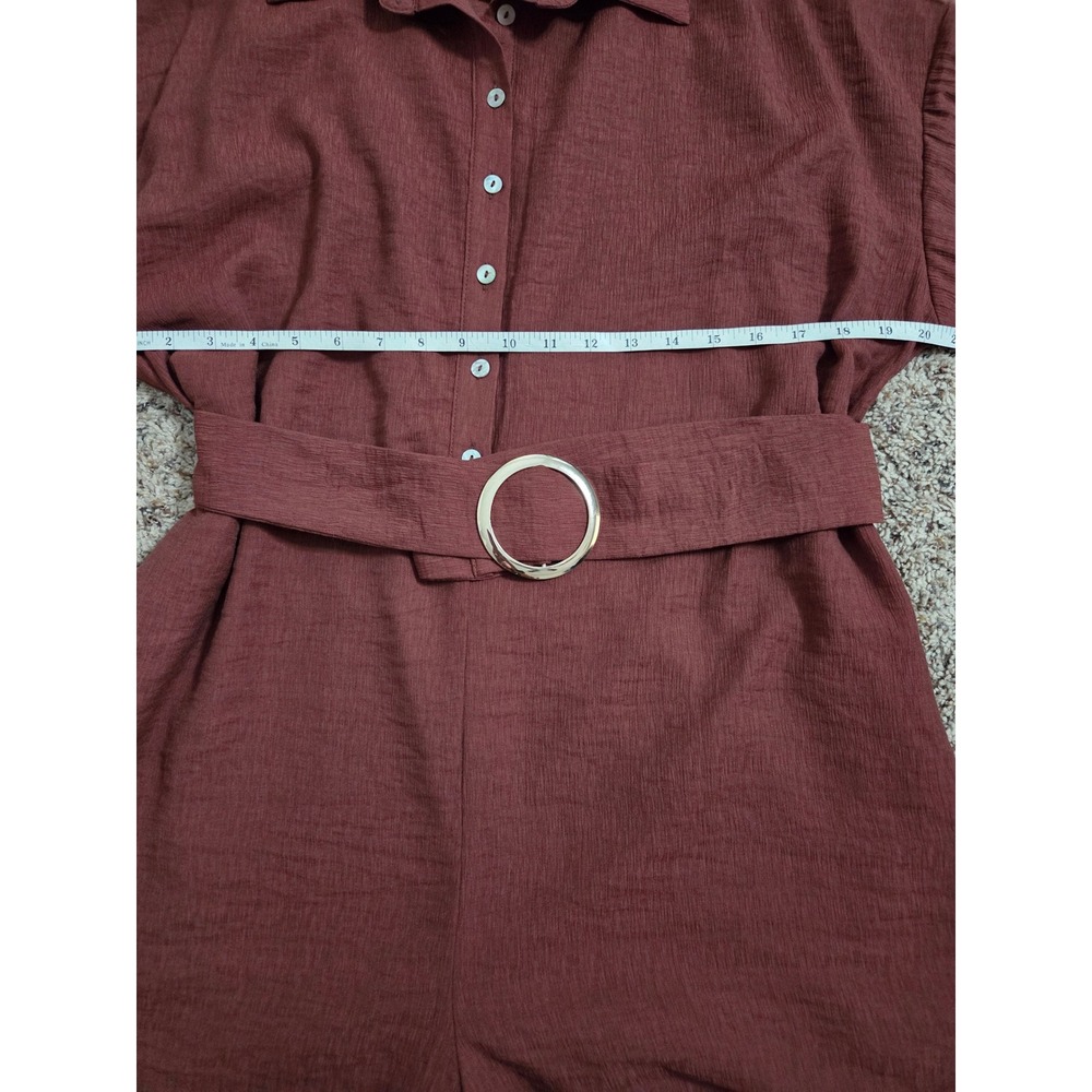 12th Tribe Boho Rust Brown Belted Button Down Romper Womens Large NWT - Picture 8 of 11